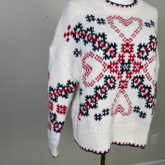 Primark Crewneck Hearts Pullover Long Sleeve Sweater US Women's S - Picture 5 of 8